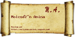 Molcsán Anina névjegykártya